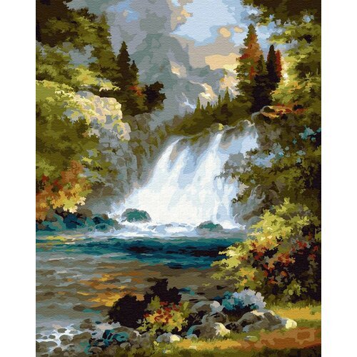 Шум водопада. Картина по номерам на подрамнике, ВанГогВоМне, 40х50 см.