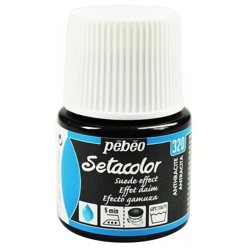 Pebeo Краска для темных и светлых тканей с эффектом замши Setacolor, 45 мл, антрацит