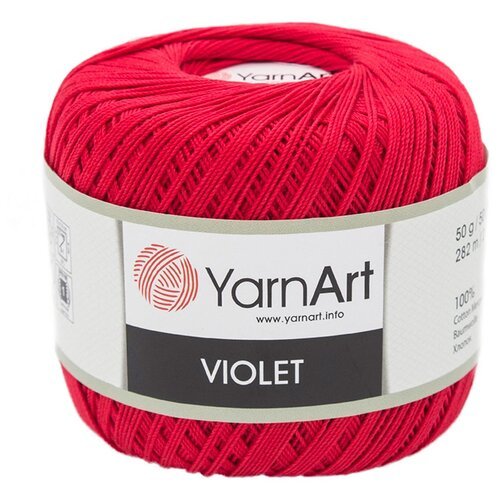 Пряжа для вязания YarnArt 'Violet' 50гр 282м (100% мерсеризованный хлопок) (6328 алый), 6 мотков