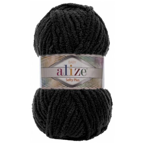 Пряжа Alize Softy Plus, 100 г, 120 м, 5 шт., 60 черный 120 м