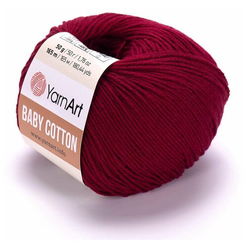 Пряжа для вязания YarnArt Baby Cotton (Бэби Коттон) - 10 мотков 428 бордо, для детских вещей и амигуруми, 50% хлопок, 50% акрил, 165 м/50 г