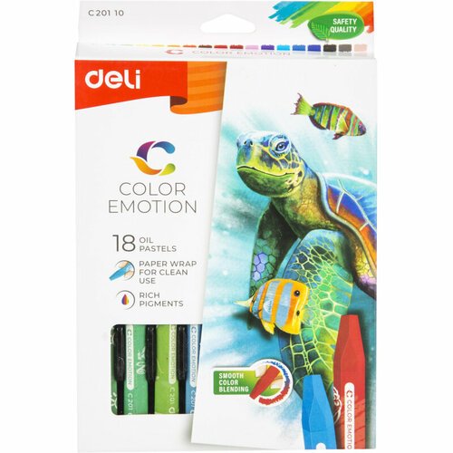 Пастель масляная Deli EC20110 Color Emotion 6-гранные 18цв/наб