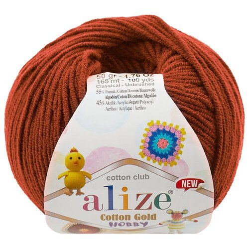 Пряжа для вязания ALIZE 'Cotton Gold Hobby NEW', 50г, 165м (55% хлопок, 45% акрил) (36 терракот), 10 мотков