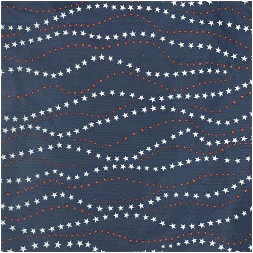 Ткань плащевая bibliotex. На темно-синем фоне цепочки из белых и красных звездочек. Италия. 0,5 м (ширина 144 см)