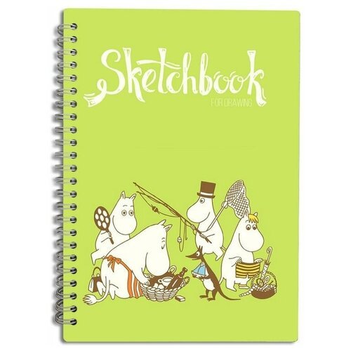Скетчбук Блокнот, A5 50 листов с деревянной обложкой мультфильмы муми тролли moomin - 1085