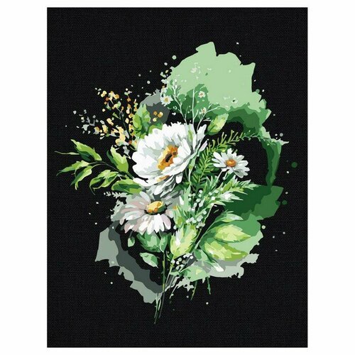 Картина по номерам на черном холсте «Цветы», 30 × 40 см (комплект из 2 шт)