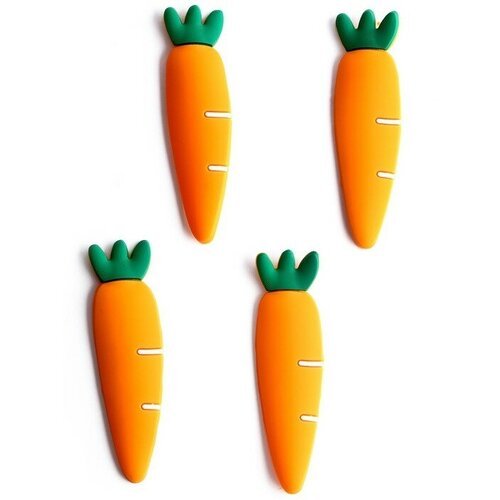 Декор силикон Морковь набор 4 шт, размер 1 шт — 1,6 x 6 x 0,3 см, клеевые подушечки