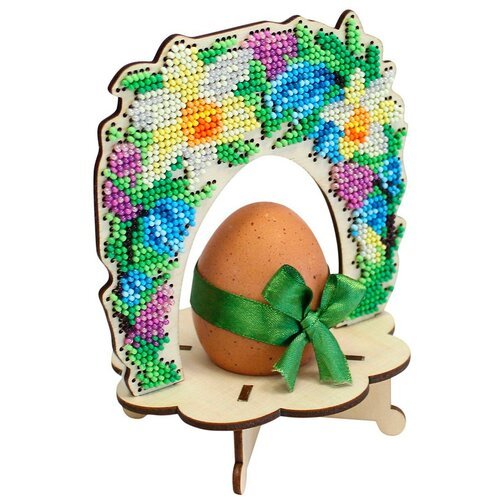 Набор для вышивания бисером Щепка 'Подставка под яйцо, Цветочная арка', 14x12x9 см, Пасха Цветы Праздники