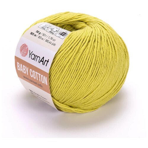 Пряжа для вязания YarnArt Baby Cotton (Бэби Коттон) - 5 мотков 436 липа, для детских вещей и амигуруми, 50% хлопок, 50% акрил, 165 м/50 г