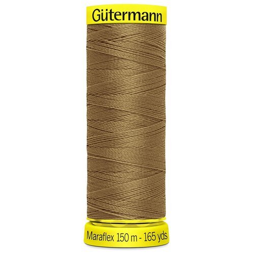 Нитки швейные Gutermann Maraflex 120 для эластичных, трикотажных материалов, 150 м, 100% ПБТ, 5 шт (887 бежево-горчичный)