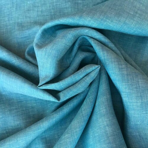 Ткань лен 100% сорочечная отрез 3м х 150см Голубой меланж