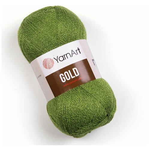 Пряжа для вязания YarnArt Gold (ЯрнАрт Голд) - 2 мотка 9046 яблоко, блестящая, 92% акрил, 8% металлик, 400 м/100г