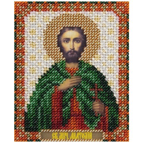 PANNA Набор для вышивания бисером Икона Святого мученика Анатолия Никейского (CM-1860), разноцветный, 1 шт., 11 х 8.5 см