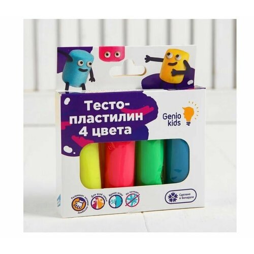 Набор для детской лепки Тесто-пластилин 4 цвета, 4 упаковки