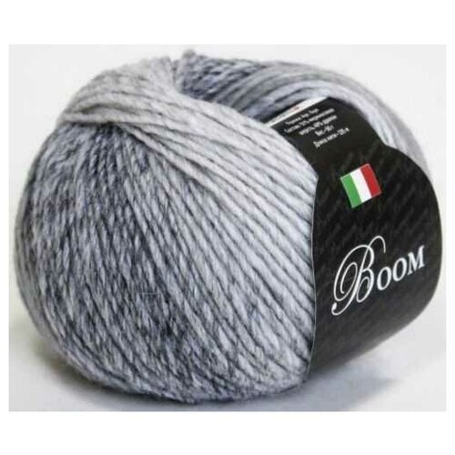 Пряжа Seam Boom | Пряжа Seam Boom - 27875 серый/белый | 2шт упаковка | Дралон: 49%, Меринос: 51%