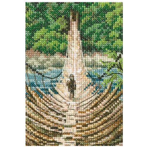 RTO Набор для вышивания Подвесной бамбуковый мост на реке Сианг (C311), коричневый, 13.5 х 9 см