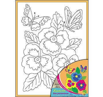 Набор для творчества Рыжий кот Холст с красками 18*24см Цветы и бабочки Х-0312