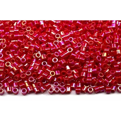 Бисер японский MIYUKI Delica цилиндр 15/0 DBS-0162 красный, непрозрачный радужный, 5 грамм