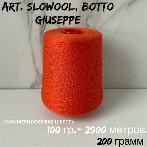 Итальянская бобинная пряжа для вязания Botto Giuseppe art . SLOWOOL нитки для вязания 100 % гребенной меринос, 200 грамм