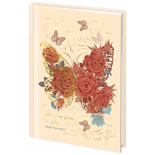 Ежедневник недатированный А5 (145х215 мм), ламинированная обложка с фольгой, 128 л, STAFF, 'Butterfly', 113524