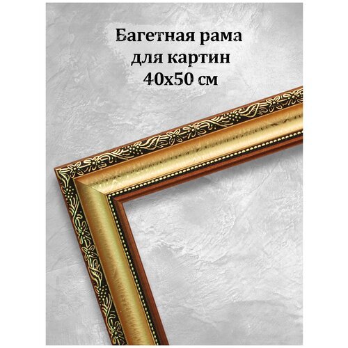 Багетная рама Art of Dream 'Marta' для картин 40х50 см / коричневая, золотистая с орнаментом / Пластиковый багет
