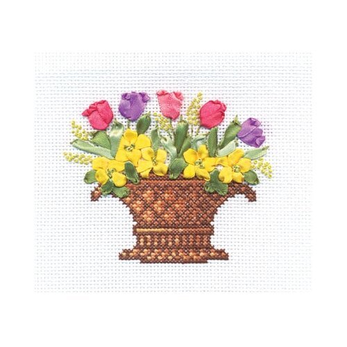 PANNA Набор для вышивания крестиком с лентами Аромат весны (C-0907), разноцветный, 1 шт., 10 х 15 см